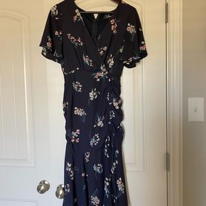 Blue floral print dress